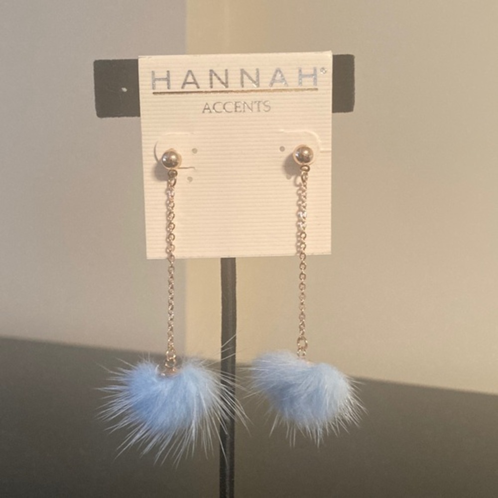 Hannah Blue Pom Pom Earrings